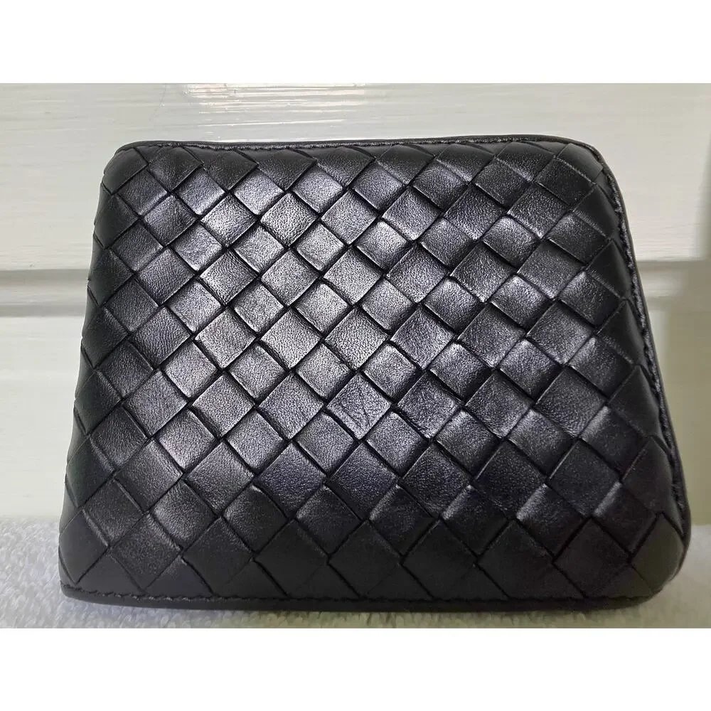 Bottega Veneta Men's Black Woven Bifold Wallet w/Card Slots Made Italy w/COA